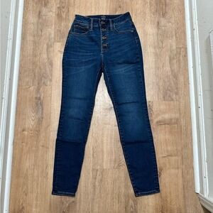 J. Crew | Curvy 10 High-Rise Dark Wash Button Fly Skinny Jeans, Size 25